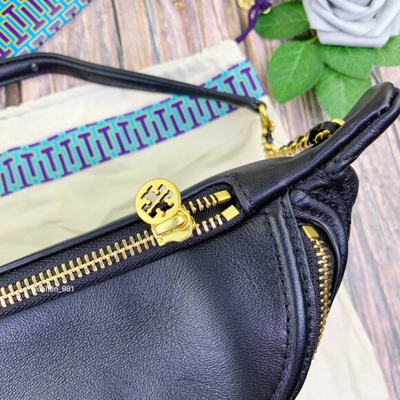 Tory Burch Black Leather Soft Fleming Belt Bag - Picture 4 of 9